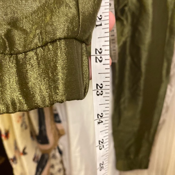 Has it all: Snazzy Satin Joggers in Autumn Green w Vertical Stripe NWT Hot Pants - Picture 1 of 10